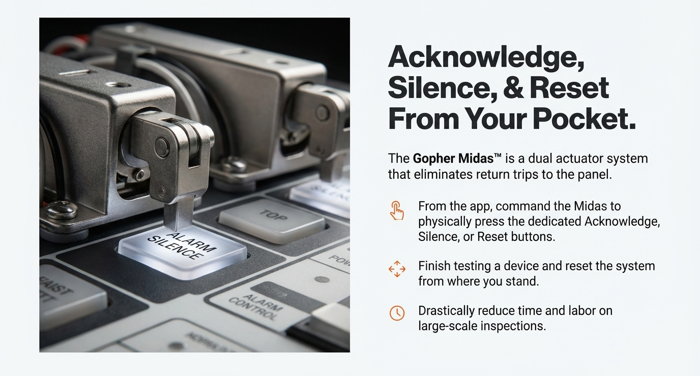 Acknowledge, Silence and Reset Alarm Panels for fire inspections remotely